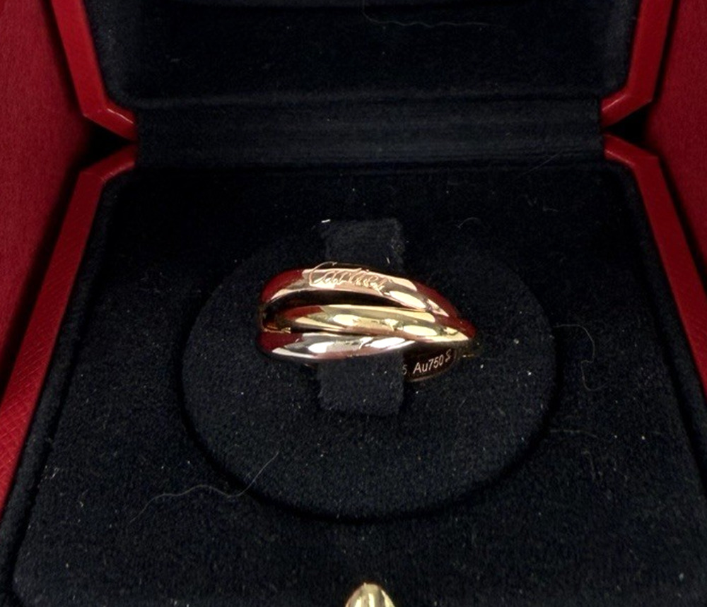 Cartier Trinity Ring in 18k Yellow White Rose Gold Size 7.5 (55)